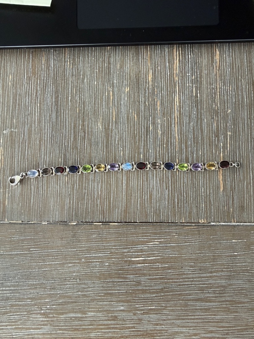 Multi-Gemstone Sterling Silver Bracelet - Colorful Oval Stones